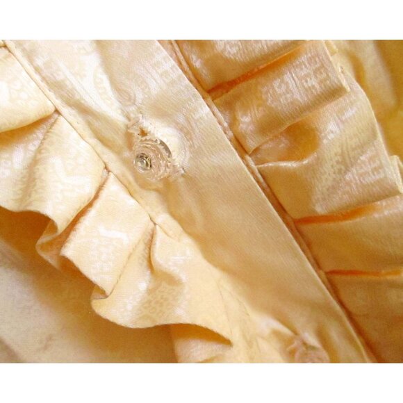 Vintage 1960's True Mod Blouse Yellow Ruffled With 3/4 Sleeves & High Neckline - Picture 6 of 9